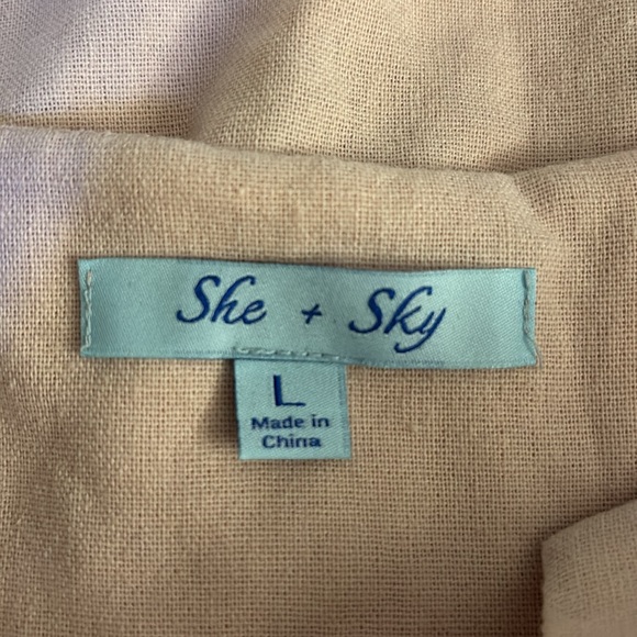 She and Sky Women's Large Scalloped‎ Sleeveless Tank Blouse Top Blush Pink - Picture 5 of 6